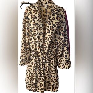 Forever 21 Leopard Print Satin Robe - Beige, Black, Tan